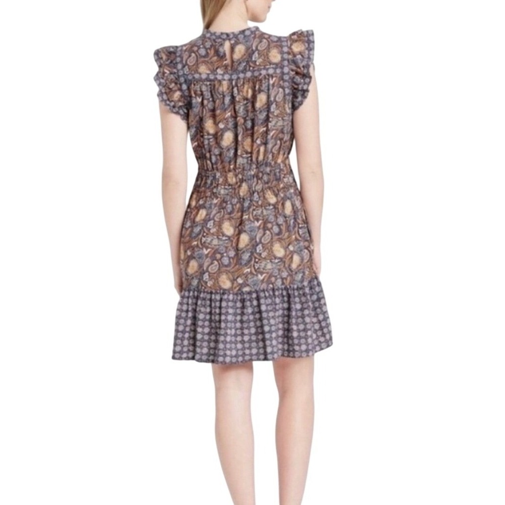 Universal Thread Paisley Flutter Sleeve Dress Lin… - image 2